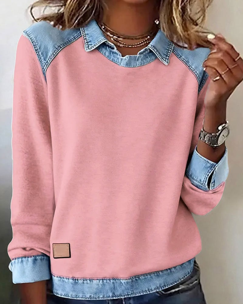 Pull Polo avec détails en denim