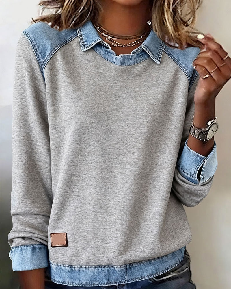 Pull Polo avec détails en denim