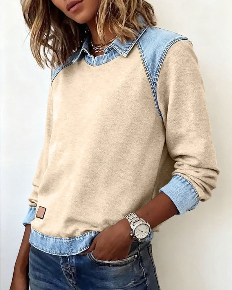 Pull Polo avec détails en denim