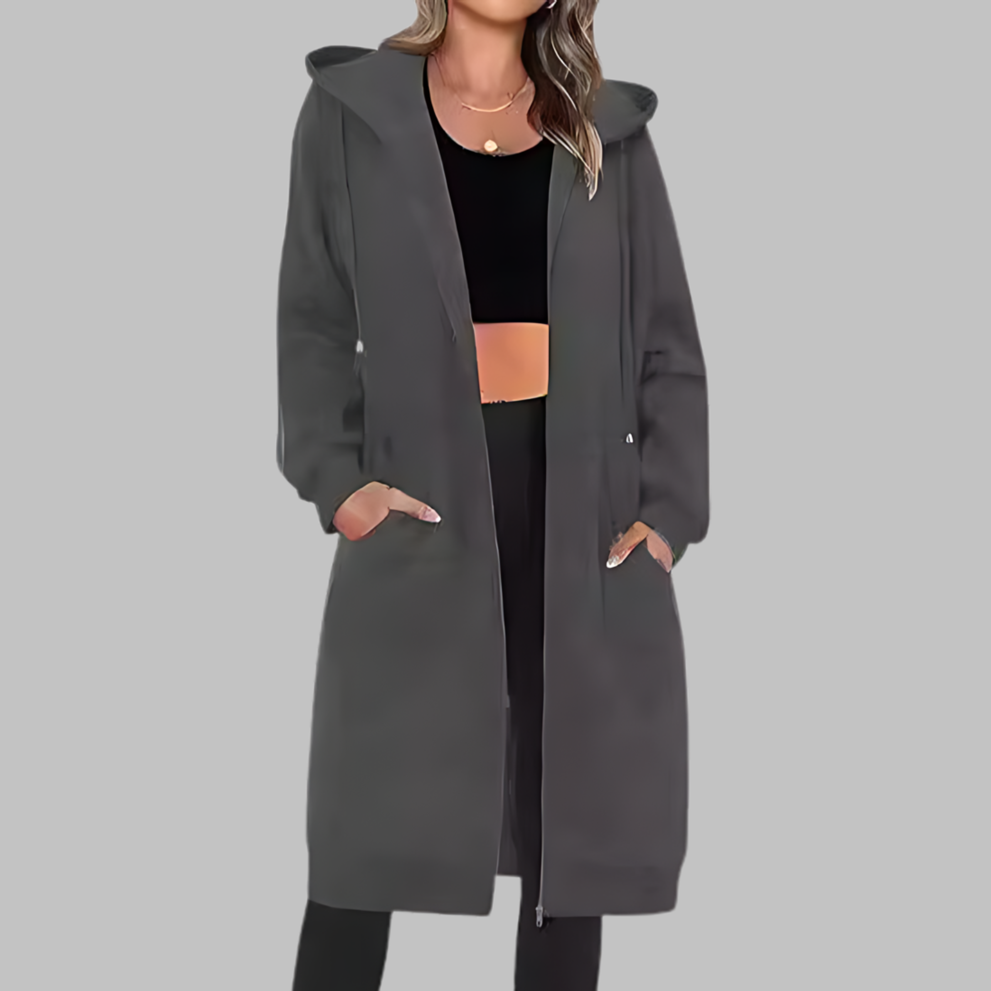 TIOMARA™ - Veste longue oversize à zip décontractée