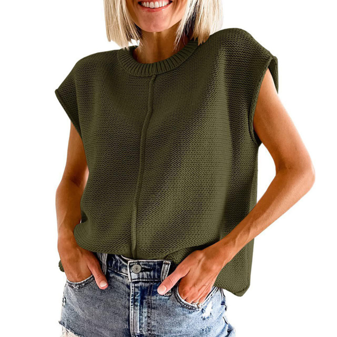 MAISIE™ - Haut sans manches décontracté minimaliste à col rond