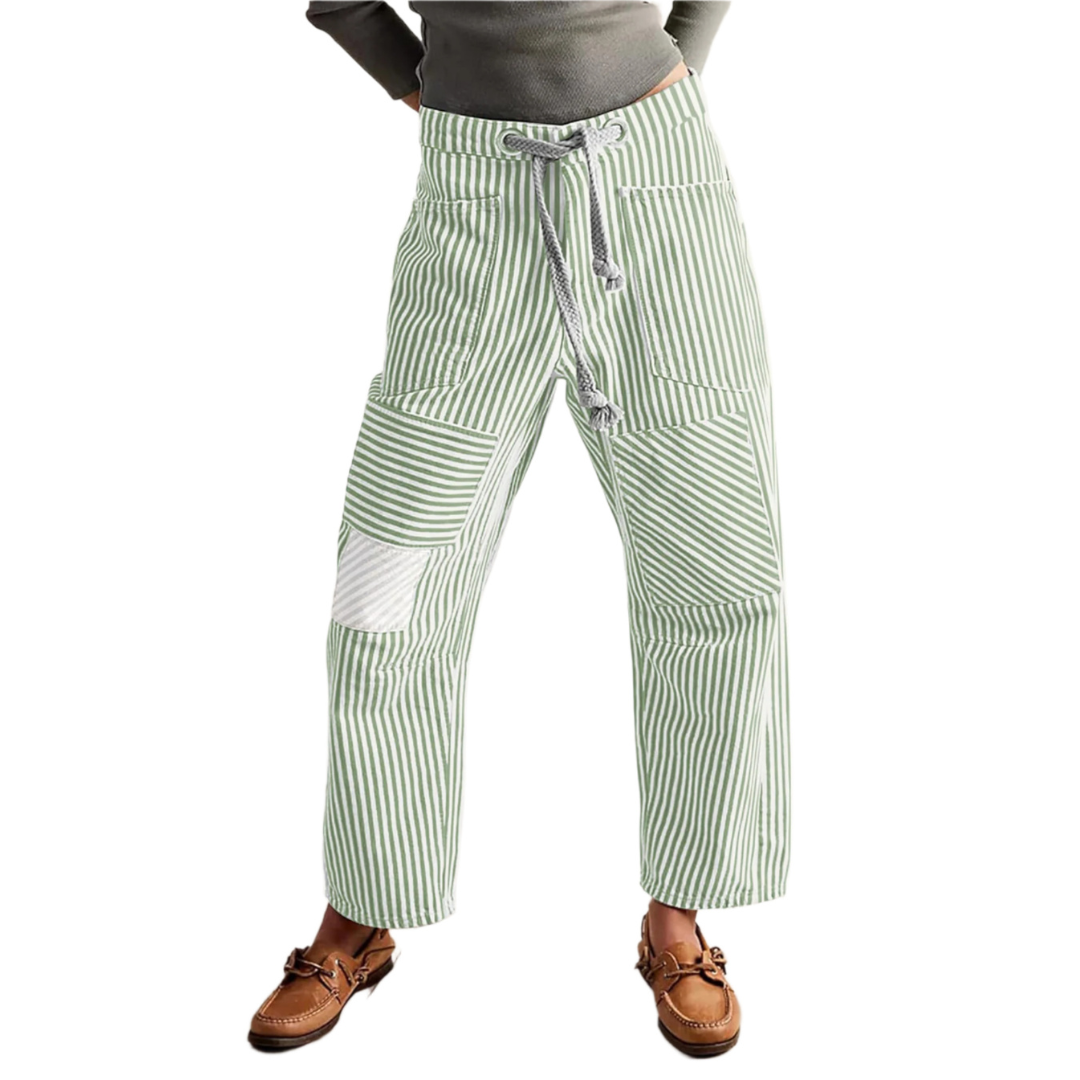 PERLAH™ – Pantalon large à rayures chic avec cordon de serrage