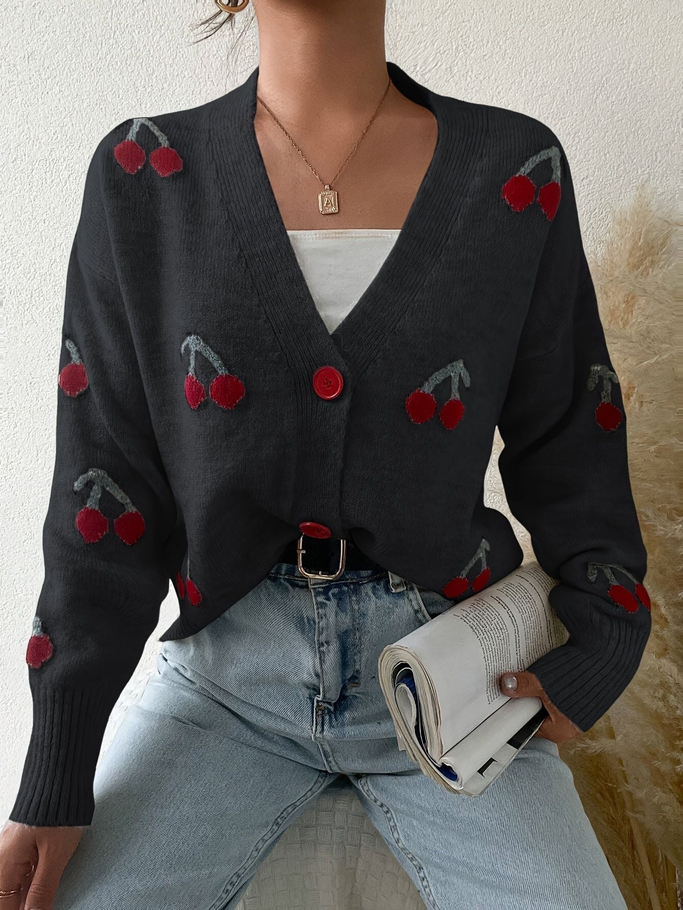 RAINAâą - Cardigan Chic Ă Boutons et Manches Longues