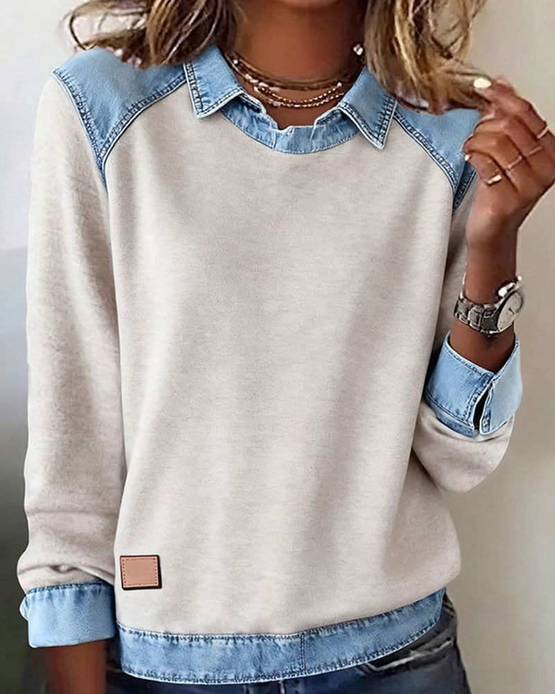 Pull Polo avec détails en denim
