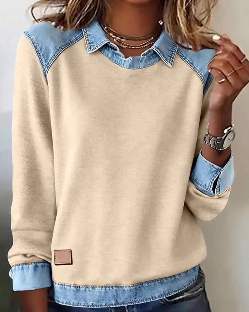 Pull Polo avec détails en denim