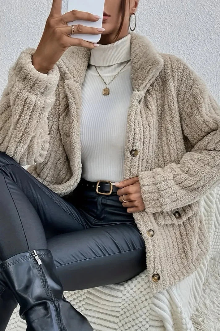 NOVA™ | Cardigan à Boutons en Velours Double Face