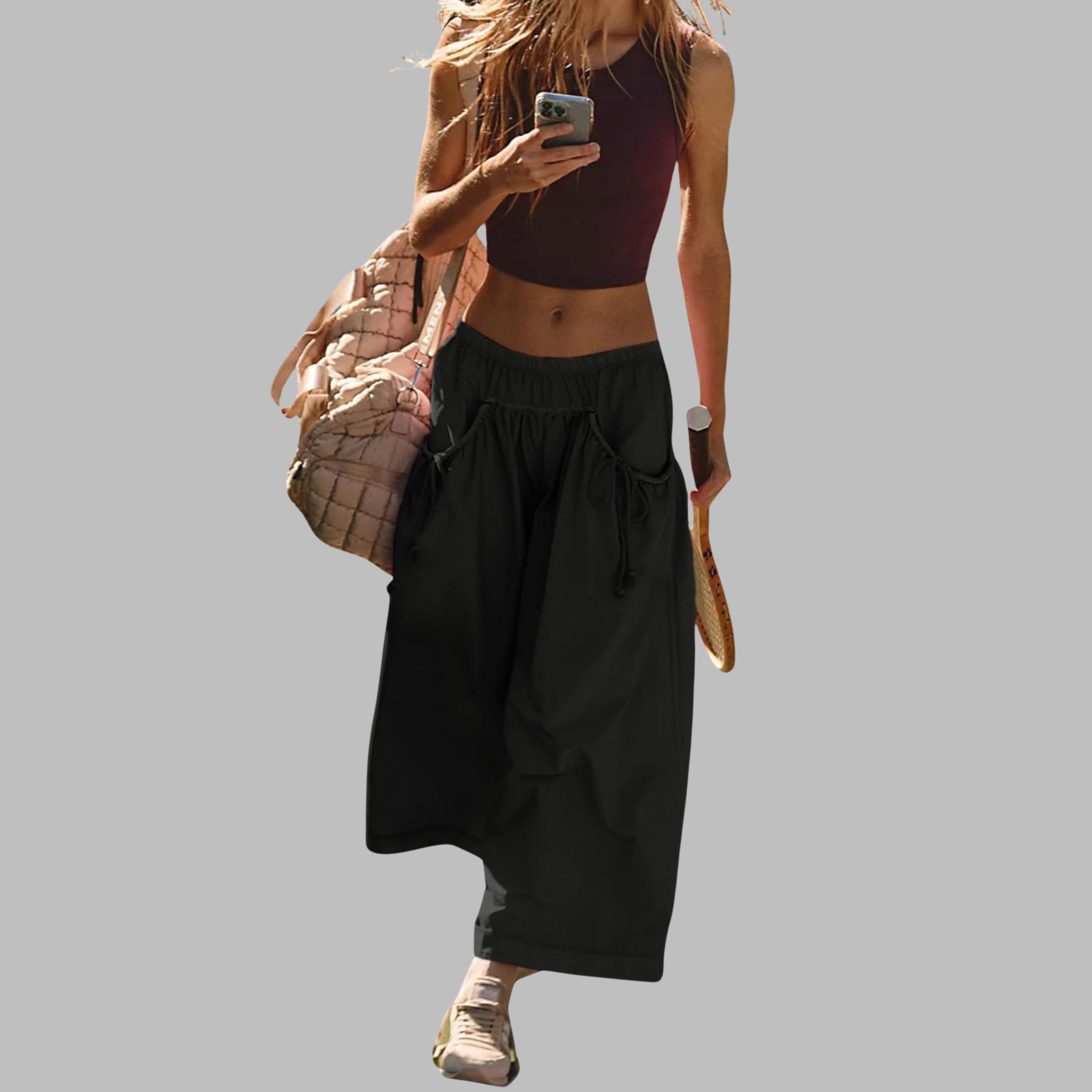 APPLE™ – Pantalons parachute cargo décontractés à jambes larges