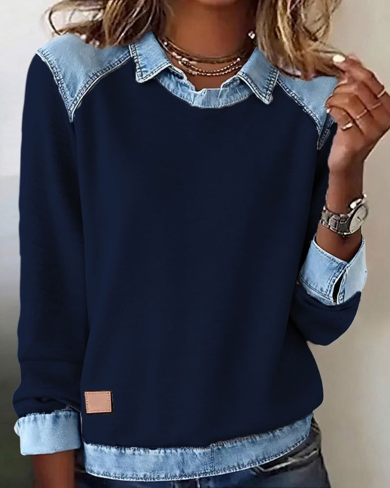 Pull Polo avec détails en denim