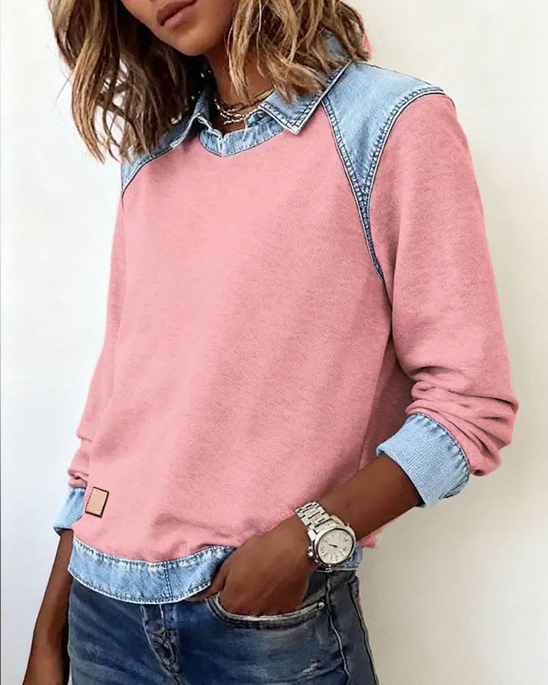 Pull Polo avec détails en denim