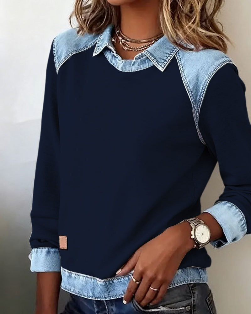 Pull Polo avec détails en denim