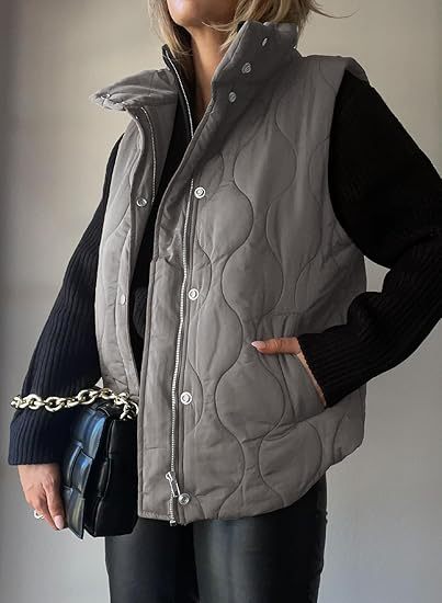 PAMMY™ - Gilet Classique Doudoune Boutonné Zippé avec Col