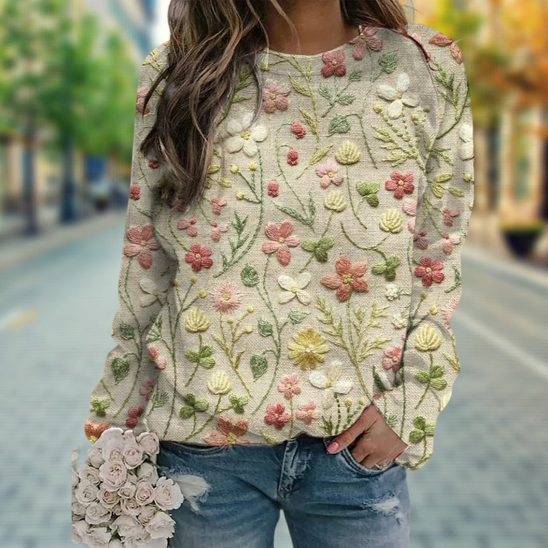 Maëlle™ | Pull à Motif Floral pour Femmes
