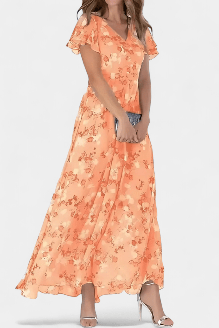 Amara | Robe Maxi à Manches Volantes Florales