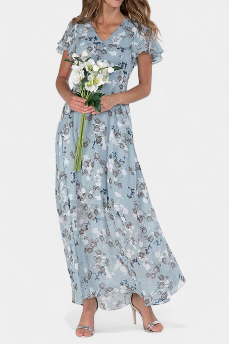 Amara | Robe Maxi à Manches Volantes Florales