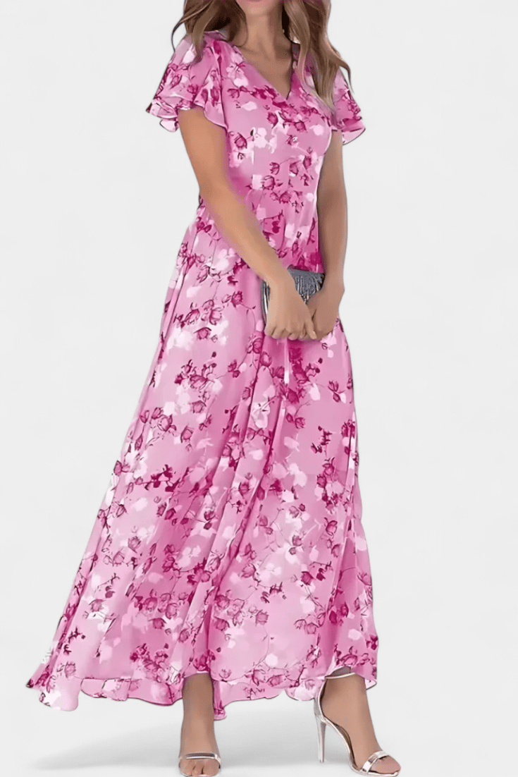 Amara | Robe Maxi à Manches Volantes Florales