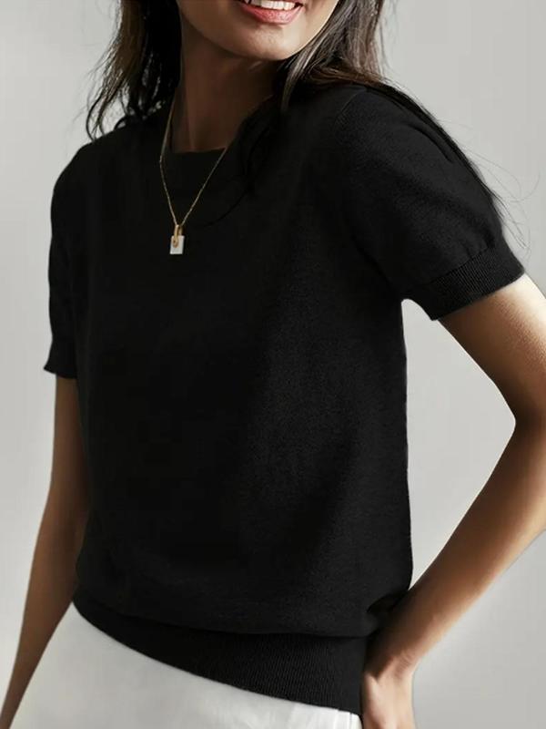 CIELA™ – Haut Pull Ras du Cou à Manches Courtes Léger