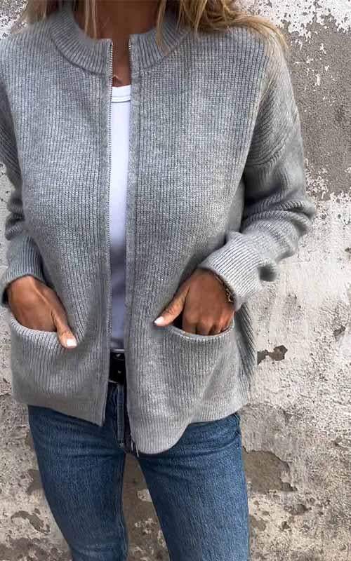 SARIA™ - Cardigan Tricot Zippé