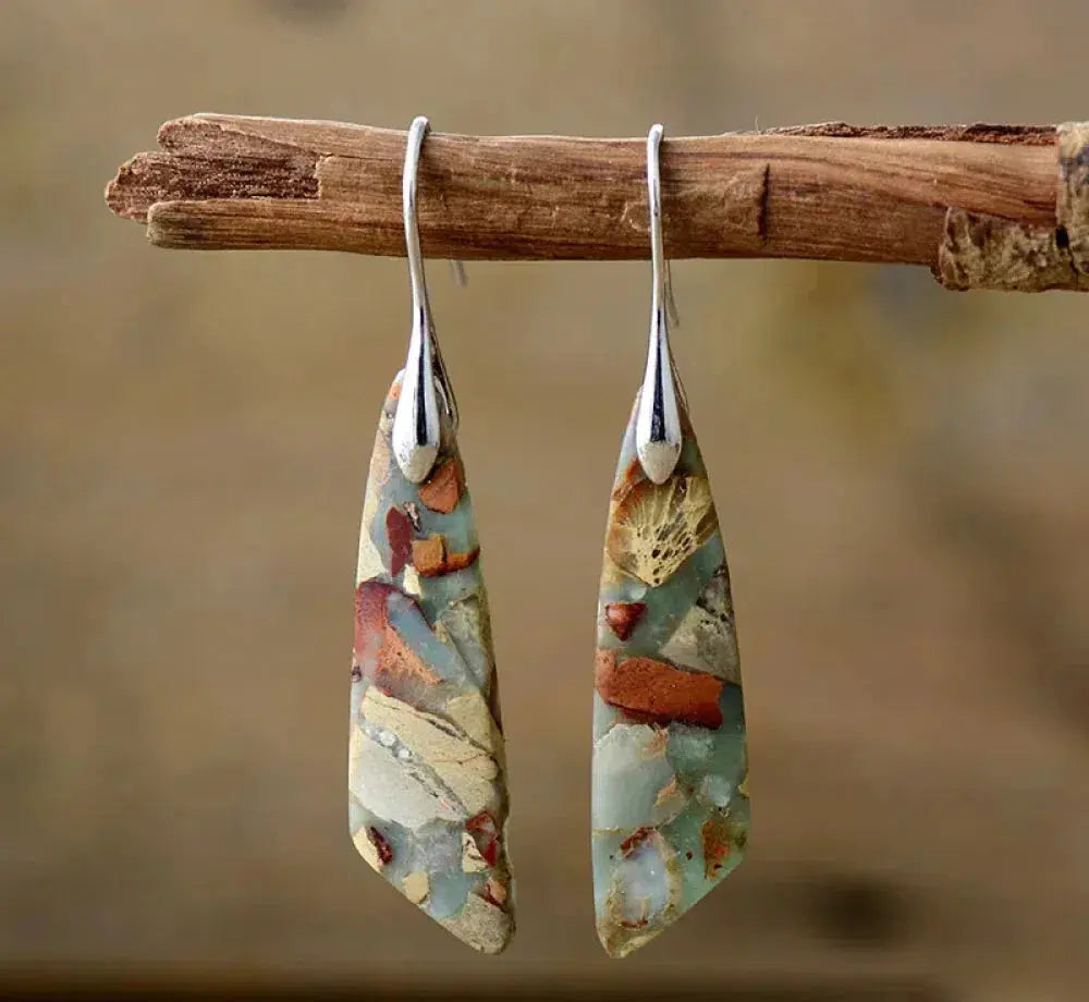 Boucles d'oreilles en pierre naturelle vintage